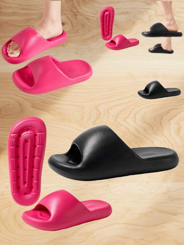 1 paire de pantoufles de bain plates et confortables pour un port quotidien, retour à l'école