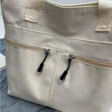 1pc Large-Capacity Canvas Tote Bag For Women, New Style 2025, Suitable For School And Commuting, Crossbody Bag.
