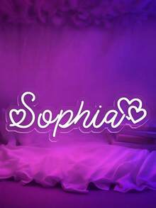 Multiple Brightness Personalised Double Heart LED Neon Sign-USB Powered Customizable Wall Decor Light With Adjustable Brightness & Button Control, Romantic Home Decor For Party,Weddings, Anniversaries, Birthdays, Mother's Day Gifts,Women/Man,Girl, Custom Neon Sign