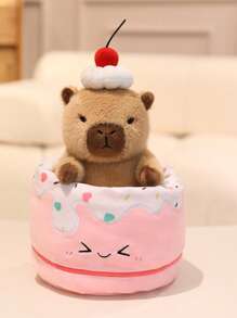 1 szt. pluszowa lalka z popcornem, frytkami i kapibarą, prezent świąteczny dla przyjaciół, prezent z kapibarą na zakończenie studiów doktoranckich, lalka z kapibarą w formie ciasta i deseru, dekoracja z dyni i nietoperza na Halloween