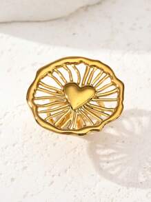 1/3/6 Stück modische, goldplattierte Edelstahl Spiral-Herz & Lächelndes Gesicht verstellbare Ringe, geeignet für Frauen Sommer Strandparty Urlaub Alltag, Geschenke für Paare oder Freunde