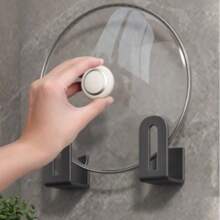 Soporte para tapa de olla de una sola pieza sin perforación, estante de cocina multifuncional, organizador de pared para almacenar tablas de cortar y tapas de ollas