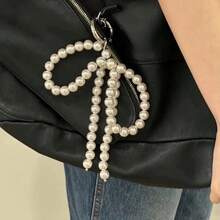 Yupsk Elegant Sweet Beads Pearl Bowknot Keychain Heart Pendant Keyring Y2K Aesthetic Key Chain Holder For Girl Bag Accessories