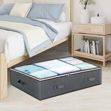 1 bolsa de armazenamento embaixo da cama com janelas transparentes e 2 alças reforçadas, um recipiente de armazenamento embaixo da cama para guardar roupas, roupas de cama e cobertores