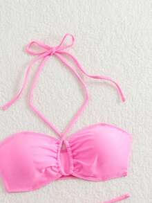 Conjunto de bikini de triángulo de unicolor sexy para playa y verano