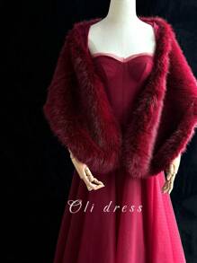 1 pièce Châle en fausse fourrure blanche de haute qualité, convient pour le port quotidien, les soirées de mariage, les robes de cérémonie, luxueux et à la mode, cadeau pour femme