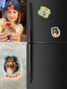 1pc Customized Pet Photo Refrigerator Sticker, Personalized Name Refrigerator Magnet, Suitable For Pets Such As Dogs, Cats, Rabbits, Etc., Waterproof And Durable, Can Be Pasted On The Surface Of Refrigerators, Cabinet Doors, Laptops, Etc. - Multicolor - View 6