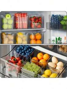 6 pezzi set di organizer per frigorifero in plastica trasparente - contenitori di conservazione della freschezza per cucina e sala da pranzo, ideali per frutta, verdura, snack e spezie, organizzatori e contenitori per frigorifero