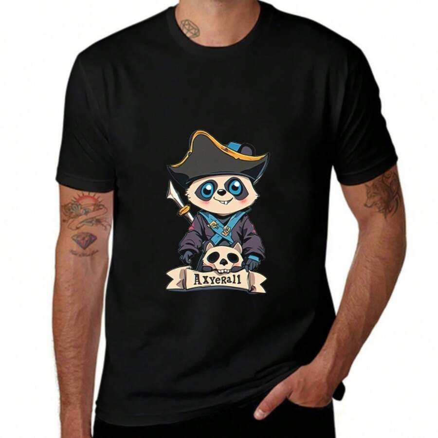 \\?\2025 Unisex Summer New Hot Selling T-Shirts- Cute Cartoon Character With Curly Blonde Hair Holding A Spear And Standing In Front Of Two White Doves, Accompanied By A Text That Reads, 'My Horn Is In Hegwen. 'I'm Just Traveling Noord.' - 黑色 - 查看 1