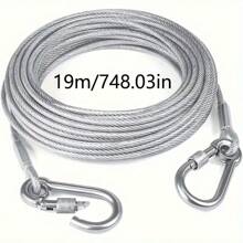 1 pièce Corde à linge en acier inoxydable de 196 pouces (environ 5 mètres) avec revêtement PVC imperméable. Idéale pour le linge d'intérieur/extérieur, le camping, la salle de bain et la chambre étudiante. Avec boucle antidérapante et crochet coulissant lisse. Accessoires de lessive, cintres