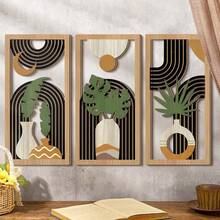 3 件波西米亚风格迷你墙饰木制波西米亚木质植物墙标牌装饰悬挂艺术牌匾标志装饰，农舍几何悬挂装饰美学木质极简主义艺术适用于公寓（卧室自粘式） - 彩色 - 查看 2
