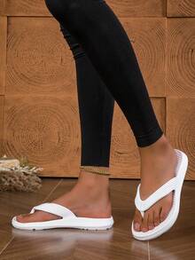 EVA Flip Flops For Women, Unisex Outdoor Thong Sandals With Arch Support, Shock Absorption, Anti-Slip, Large Size - White - View 2