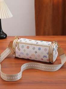 Retro cylindryczna torba na ramię, modna kolorowa, vintage, powlekana, płócienna torba Boston na ramię, odpowiednia do codziennego użytku kobiet, dojazdów do pracy, podróży świątecznych, festiwali, randek, prezentów