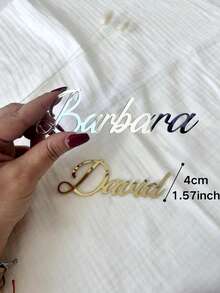 1/3/5pcs Personalized Acrylic Cake Topper, Name Place Card, Laser Cut Name Decor, Guest & Newlywed Seating Indicator, Birthday Party Supplies, Gold/Silver/Rose Gold, Engagement, Wedding, Bridal Shower, Holiday Decor, Gift For Her, Aesthetic Home - Height 4-5cm Acrylic Text - View 4