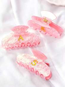 Pink Letter Acrylic Hair Clip New Letter Hair Clip Creative Acrylic Hair Claw Headwear Hair Accessories Summer, Claw Clip Fall Winter For Vacation Outfits Woman