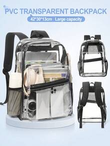 Floless [Clear Stadium Approved] 透明 PVC 透视背包透明背包电脑包学校休闲书包适合女孩 Stadium Approved，女孩青少年书包可爱卡哇伊学校背包，透明 PVC 学校背包透明包，透明学院背包带加厚肩带，适合游泳，