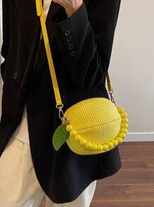 Women's Fashionable Personalized Woven Ball Shape Handbag, Casual Shoulder/Crossbody Bag For Daily & Shopping