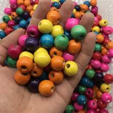 100/200/300/500pcs Colorful Wooden Beads, Round Craft Beads, Natural Wood Beads, Christmas Gift