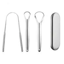 3pcs/Set Stainless Steel Tongue Scraper Set Used For Removing Tongue Coating And Reducing Bad Breath, Oral Cleaning Tools, Easy-To-Use Mouth Cleaning Kit