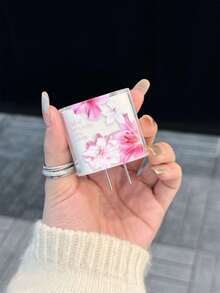 Personalized Floral Print Protective Case Compatible With Apple Data Cable, Charger Head, 13/14/15 Pro Max, Anti-Cat Bite - Multicolor - View 3