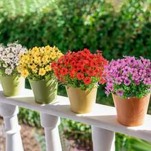 1/ 2/ 10/ 20 قطعة أزهار صناعية للديكور الخارجي، سبعة باقات صغيرة من الورود البنفسجية الاصطناعية من نبات الكافور، نباتات اصطناعية ملونة مقاومة للاستخدام في الحديقة والشرفة والسرداب، ديكور واقعي للشرفة والحديقة والمنزل