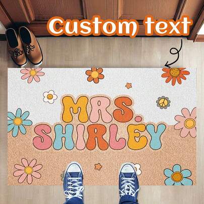 1 tấm thảm chùi chân chào mừng giáo viên kiểu hoa cổ điển tùy chỉnh, có thể tùy chỉnh tên, thảm chùi chân giáo viên thời trang, phù hợp cho lớp học hoặc nhà, nhiều màu sắc, món quà lý tưởng cho giáo viên nữ, độc quyền mùa tựu trường.