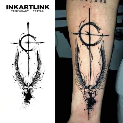  INKARTLINK Dark Wing Cross Tattoo System, Includes Directional Divination, Mechanical Shadow, And Skin Relief Triple Craftsmanship