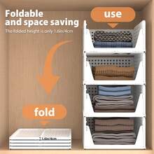 4 Pack Stackable Folding Wardrobe Organiser Shelf Rack Closet Storage Box Drawer - White - View 6