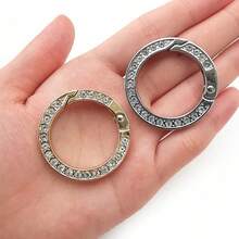 2pcs/4pcs/6pcs Thick Handmade Diamond Inlaid Spring Rings, Keyrings, Car Key Hanging Rings, Bag Renovation Accessories, Zinc Alloy One Inch Large Key Rings, Spring Rings, Open Ring DIY Ring Car Key Hanging Parts