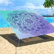 1 Pc Multi Color Dazzle Pattern Fresh, Light And Simple Style Outdoor Multi-Purpose Sunshade Polyester Screen Printing Camping, Picnic, Beach Use