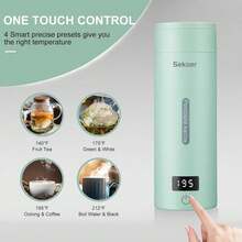 R Travel Electric Tea Kettle Portable Small Mini Coffee Variable Presets Personal Hot Water Boiler Stainless Steel With Auto Shut Off Boil Dry Protection SY B - Green - View 2