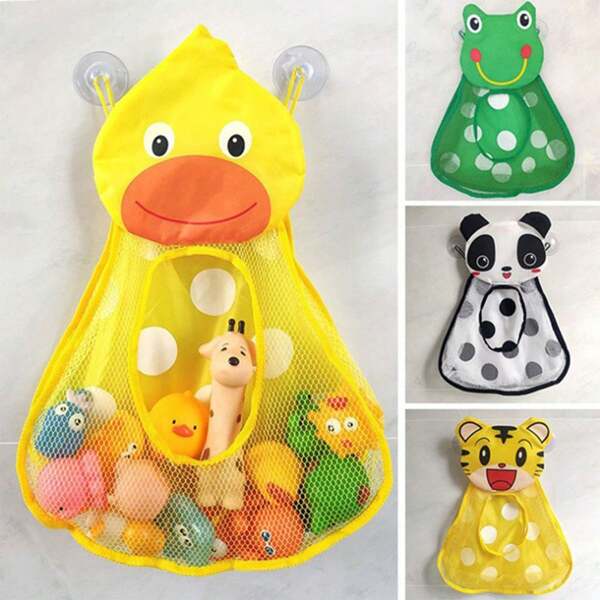 1PC Bathroom Kids Bath Toy Storage Bag , Cute Cartoon Style Wall Mounted Toy Storage Mesh Pocket, Bathroom Toiletries Storage Mesh Bag Waterproof And Drainable With Suction Cups For Firm Attachment