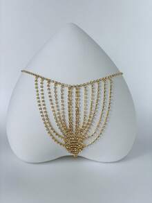 1pc Customized Crystal Letter Name, Personalized Type, Special Expression Rhinestone Metal Panty Chain, Personalized Sexy Fashion Women Thong Rhinestone Chain, Adjustable Sexy Bikini Body Chain, Holiday Party Costume Accessory, Festival Birthday Friend Gift, For Rave