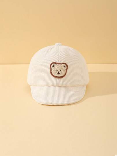1 pieza Sombrero de sol de pana con diseño de oso de peluche, adecuado para niños y niñas de uso diario