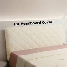 1PC All-Inclusive Velvet Headboard Cover Super Soft Smooth Quilted Head Cover Thicken Solid Color Bed Back Dust Protector Cover,Kitchen Decor,Household Items,Mother's Day Gift,Bedroom Decor,Garden,Kitchen Decor,Summer,Beach,Travel Essentials,Room Decor,Squishy,Graduation - White - View 2