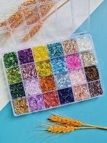 1 盒 15/24 种颜色时尚简约多色玻璃管 DIY 珠宝制作配件适用于项链、手镯、耳环、流苏、窗帘流苏 - 管珠套餐 - 查看 6