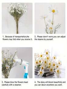 6 bouquets de 30 fleurs blanches simulées - petite marguerite, chrysanthème néerlandais, camomille, bouquet à tenir en main pour la décoration de mariage, photos de bouquet de mariée, décoration de jardin extérieur, accessoires photo, décoration de mariage d'hôtel à la maison, fournitures pour fête d'anniversaire, décoration de chambre, décoration de scène, accessoire de fête DIY, décoration d'automne