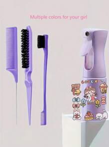 5pcs/Children's Cartoon Stickers, Fashionable And Portable Girl (6.8 Oz/200 Ml) Multi-Function Small High-Pressure Continuous Mist Water Replenishing Spray Bottle Travel Makeup Bottle, Split Hollow Fluffy Comb Long Hair Comb Massage Head Meridian Comb, Household Dry Wet Dual-Use Knot Free Comb, Massage Comb Steel Tip Fluffy Comb, Double Head Eyebrow Brush, Give Your Girl A Secret Personalized Gift, Birthday Gift, Holiday Season Gift