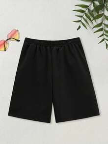 少女短裤宽松端庄蝴蝶结可爱柔软舒适夏季装 - 黑色 - 查看 3