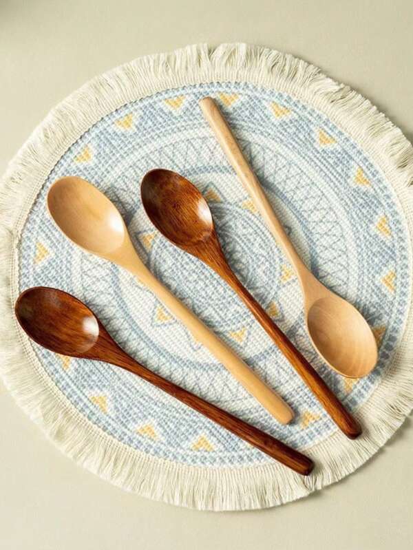 4 Stück/1 Stück Holzlöffel mit langem Griff, 23,5 cm Honig/Tee Löffel, elegante Esslöffel für den Esstisch, Rührlöffel, Kaffeelöffel, Holzlöffel zum Essen, Schulbedarf