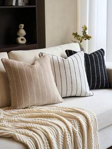 雪尼尔条纹枕套（不含枕芯），时尚简约现代奢华雪尼尔条纹靠垫套，适合日常家居、沙发、床铺装饰，四季皆宜