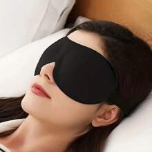 2pcs Packaged Assorted Color 100% Light Blocking 3D Eye Mask, Black Solid Design, Adjustable Strap, Comfortable For Back & Side Sleepers, Soft Sponge Material