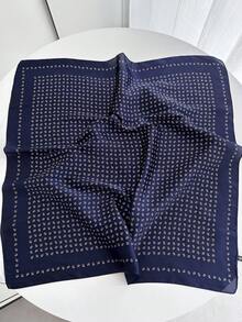 1pc Square Satin Bandana Scarf Women Paisley Print Head Scarf Wrap Bag Accessory - Navy Cashew Nuts - View 3