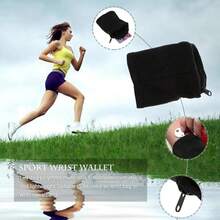 V GEBY Muñequera Monedero Bolsa Ejercicio Gimnasio Muñequera Muñequera Muñequera Monedero para Deportes al Aire Libre Correr - Negro - Ver 6
