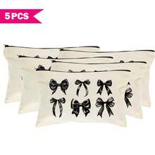 1/5/10/20 件可爱甜美蝴蝶结装饰帆布拉链袋套装，Y2K 风格蝴蝶结配饰收纳袋，旅行化妆洗漱用品收纳袋，文具袋，派对礼品袋，浴室旅行多功能收纳袋化妆刷架手拿包，度假暑假返校学校用品袋，女士旅行包，旅行化妆包