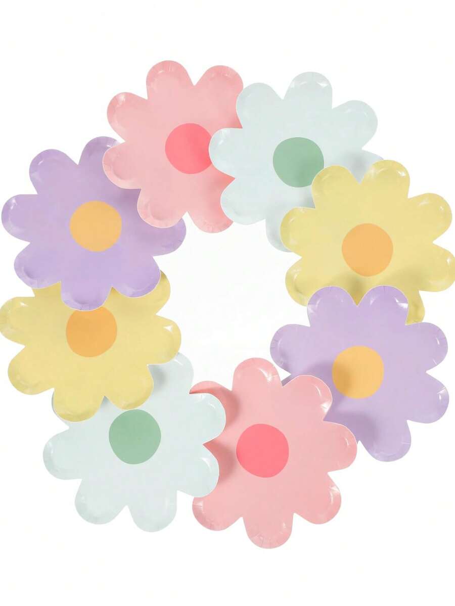 10个7英寸雏菊纸盘，一次性雏菊纸盘，春季雏菊派对纸盘，可爱花卉纸盘，雏菊派对用品，生日，婚礼，派对装饰，万圣节，圣诞节，感恩节，丰收节，秋季装饰，礼物，不给糖就捣蛋