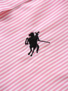 女士翻领条纹撞色刺绣休闲修身无袖开衫衬衫，夏季新品系列