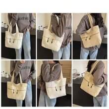 1pc Large-Capacity Canvas Tote Bag For Women, New Style 2025, Suitable For School And Commuting, Crossbody Bag.