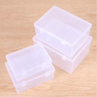 1 个小号/中号/大号透明按扣式多功能收纳盒，便携式玩具、零件和配件收纳盒