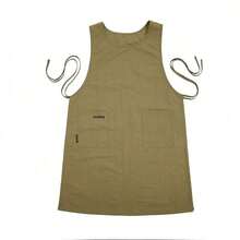 1pc Long Kitchen Apron With Side Pockets - Stylish Brown Polyester Apron For Home, Cafe, Or Art Use - Durable & Easy To Clean, Home Painting Garment